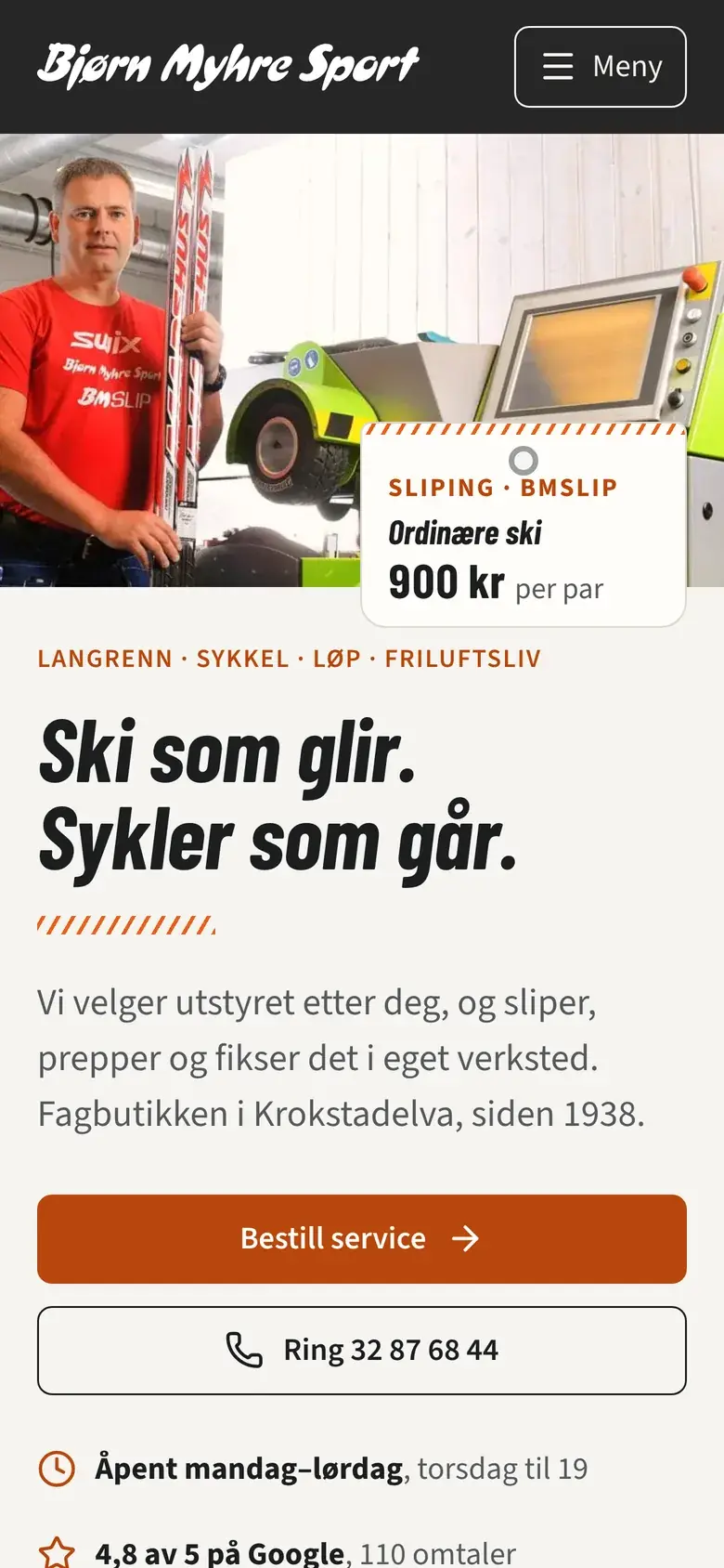 Den nye nettsiden på mobil